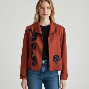 🌻VINTAGE Beppa Vintage 80s Lagenlook Patchwork Wool Bolero Blazer Size Small